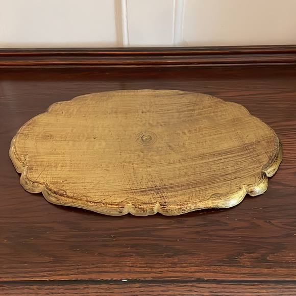 Large Oval Florentine Wooden Gold Inlay Tray - Picture 6 of 8
